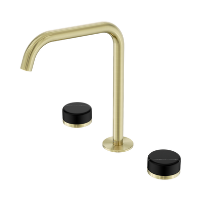 Nero Serenity Bath/Kitchen Set Edge Spout With Marquina Black Handle Brushed Gold