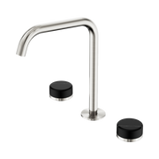 Nero Serenity Bath/Kitchen Set Edge Spout With Marquina Black Handle Brushed Nickel