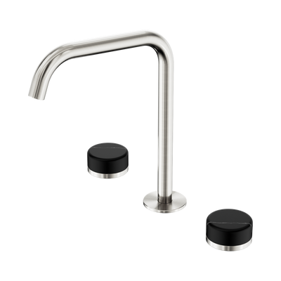 Nero Serenity Bath/Kitchen Set Edge Spout With Marquina Black Handle Brushed Nickel