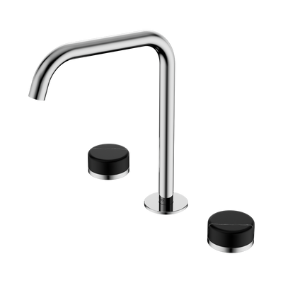 Nero Serenity Bath/Kitchen Set Edge Spout With Marquina Black Handle Chrome