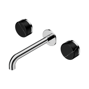 Nero Serenity Wall Basin Set 160/185/220mm Spout With Nero Marquina Handles Chrome