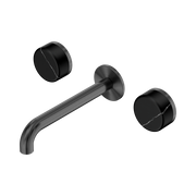 Nero Serenity Wall Basin Set 160/185/220mm Spout With Nero Marquina Handles Gun Metal