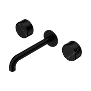 Nero Serenity Wall Basin Set 160/185/220mm Spout With Nero Marquina Handles Matte Black