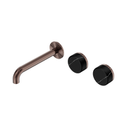 Nero Serenity Wall Basin/Bath Set 160/185/220mm Offset Spout With Marquina Black Handles Brushed Bronze