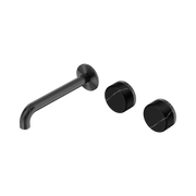 Nero Serenity Wall Basin/Bath Set 160/185/220mm Offset Spout With Marquina Black Handles Gun Metal