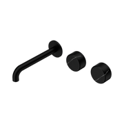 Nero Serenity Wall Basin/Bath Set 160/185/220mm Offset Spout With Marquina Black Handles Matte Black