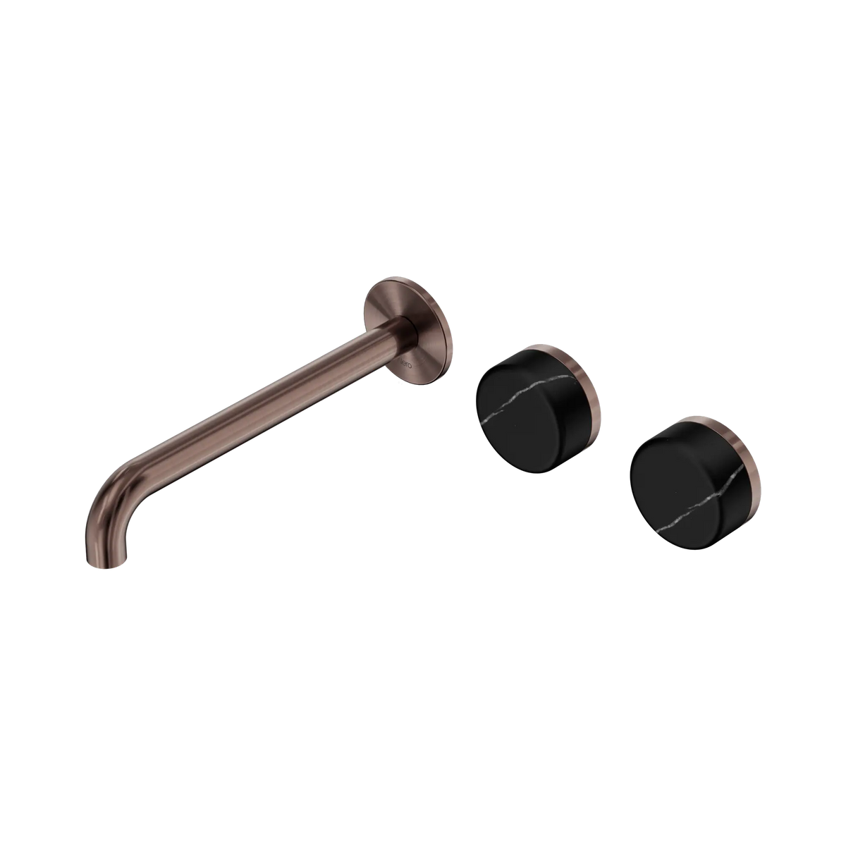 Nero Serenity Wall Basin Set 220mm Offset Spout With Marquina Black Handle - Brushed Bronze