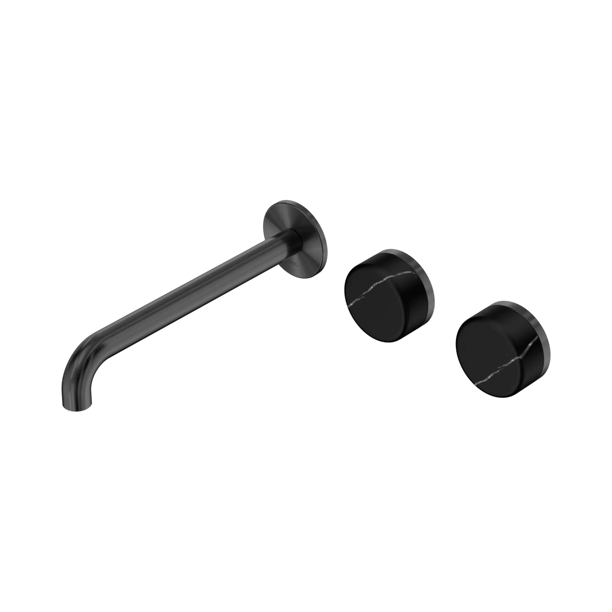 Nero Serenity Wall Basin Set 220mm Offset Spout With Marquina Black Handle - Gun Metal