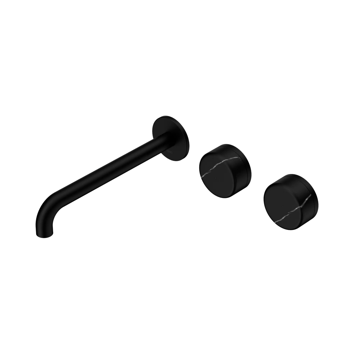 Nero Serenity Wall Basin Set 220mm Offset Spout With Marquina Black Handle - Matte Black