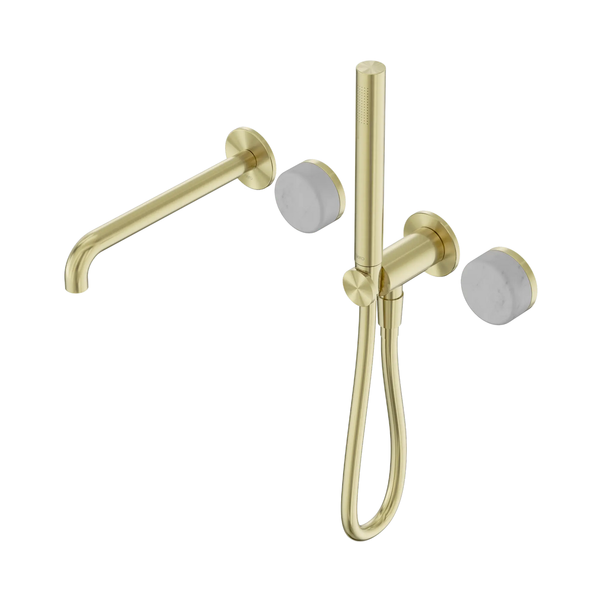 Nero Serenity Progressive Shower System With Spout With Carrara Handle And Slim Shower - Brushed Gold