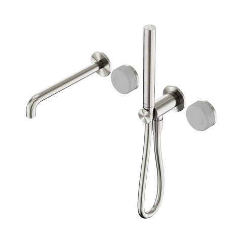 Nero Serenity Progressive Shower System With Spout With Carrara Handle And Slim Shower - Brushed Nickel
