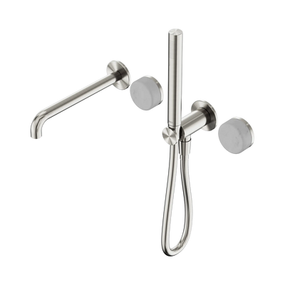 Nero Serenity Progressive Shower System With Spout With Carrara Handle And Slim Shower - Brushed Nickel