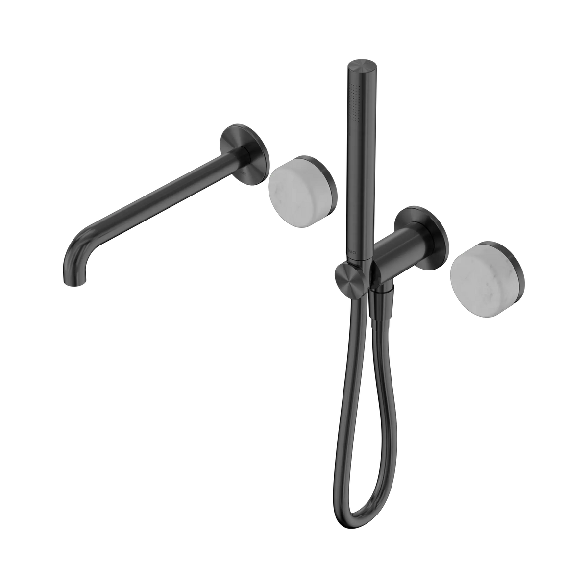 Nero Serenity Progressive Shower System With Spout With Carrara Handle And Slim Shower - Gun Metal