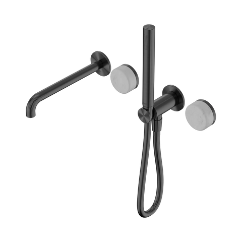 Nero Serenity Progressive Shower System With Spout With Carrara Handle And Slim Shower - Gun Metal