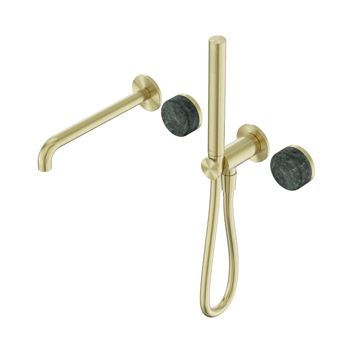 Nero Serenity Progressive Shower System With Spout With Verde Alpi Handle And Slim Shower - Brushed Gold