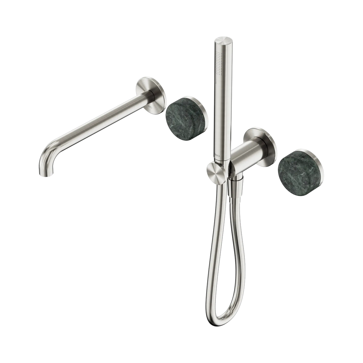 Nero Serenity Progressive Shower System With Spout With Verde Alpi Handle And Slim Shower - Brushed Nickel