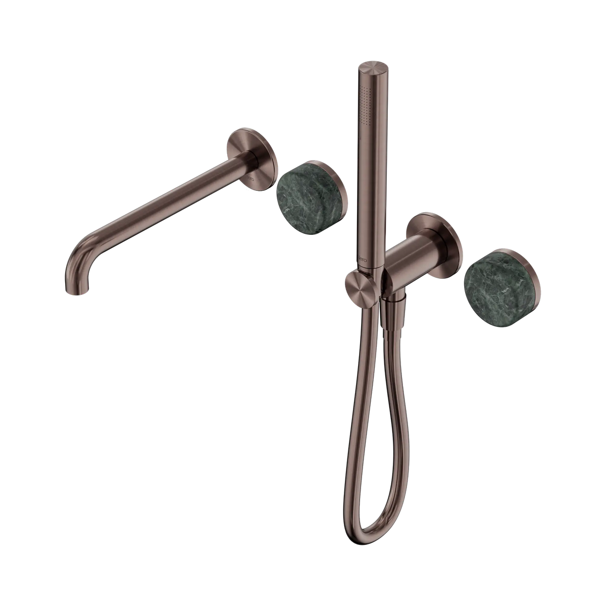 Nero Serenity Progressive Shower System With Spout With Verde Alpi Handle And Slim Shower - Brushed Bronze