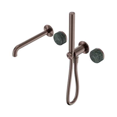 Nero Serenity Progressive Shower System With Spout With Verde Alpi Handle And Slim Shower - Brushed Bronze