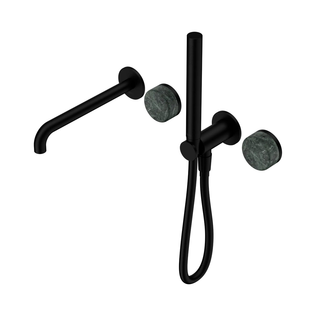 Nero Serenity Progressive Shower System With Spout With Verde Alpi Handle And Slim Shower - Matte Black