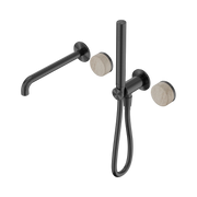 Nero Serenity Progressive Shower System With Spout With Rome Travertine Handle And Slim Shower - Gun Metal