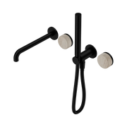 Nero Serenity Progressive Shower System With Spout With Rome Travertine Handle And Slim Shower - Matte Black