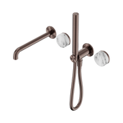 Nero Serenity Progressive Shower System With Spout With Arabescato Corchia Handle And Slim Shower - Brushed Bronze