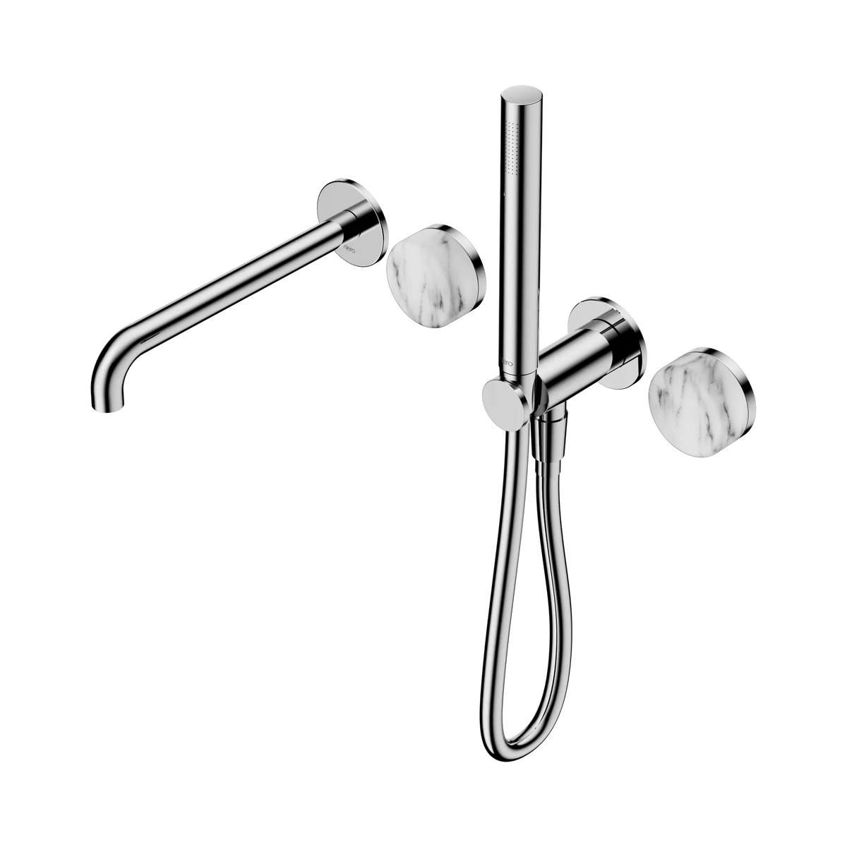 Nero Serenity Progressive Shower System With Spout With Arabescato Corchia Handle And Slim Shower - Chrome