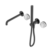 Nero Serenity Progressive Shower System With Spout With Arabescato Corchia Handle And Slim Shower - Gun Metal