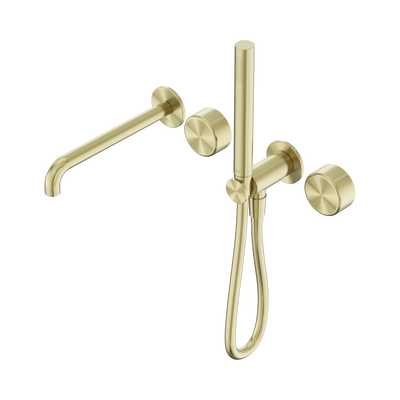 Nero Serenity Progressive Shower System With Spout With Metal Handle And Slim Shower - Brushed Gold