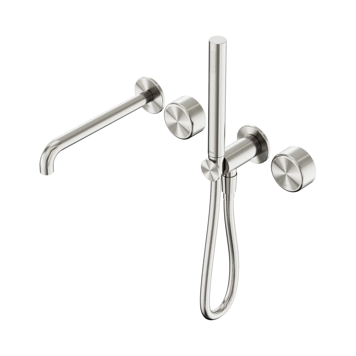 Nero Serenity Progressive Shower System With Spout With Metal Handle And Slim Shower - Brushed Nickel