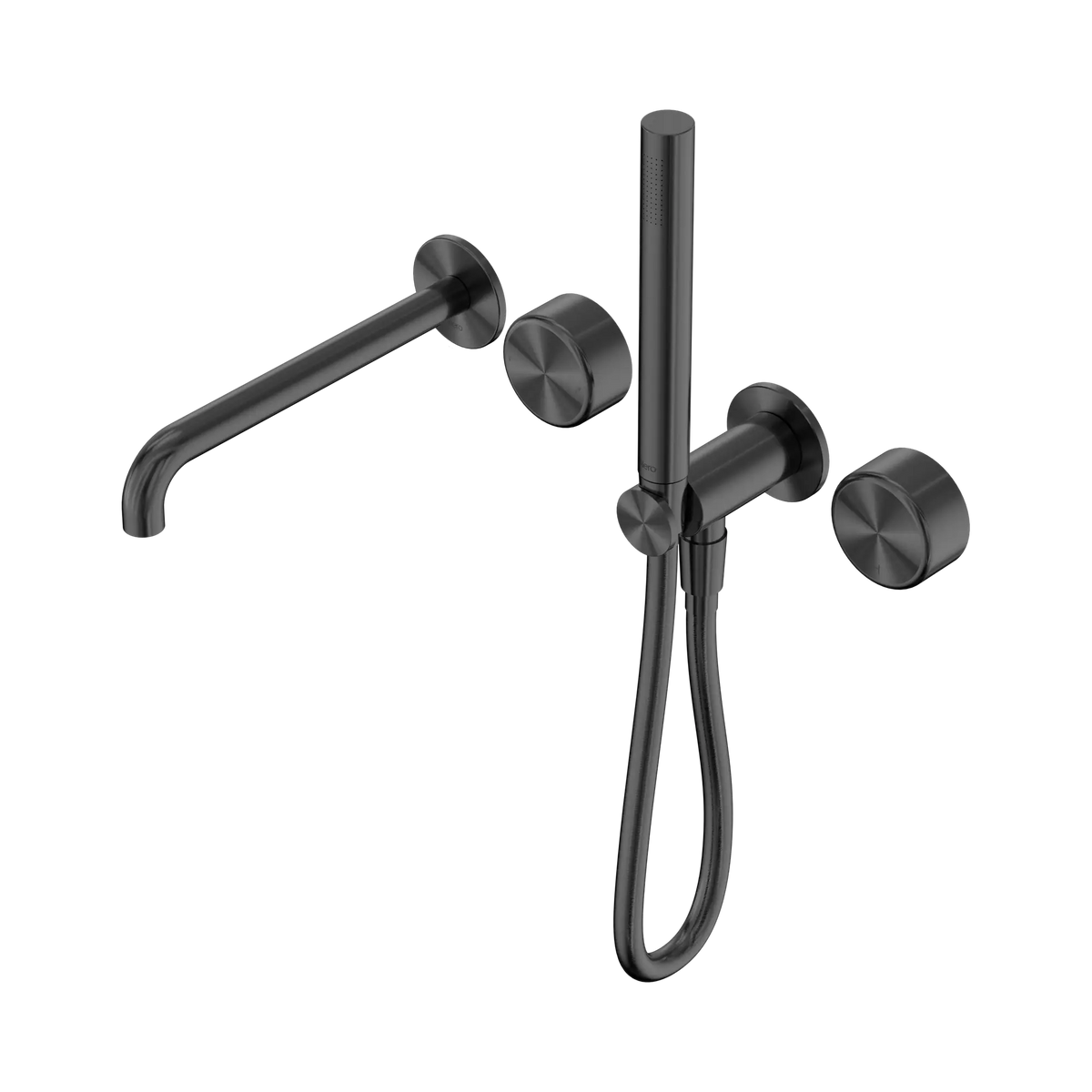 Nero Serenity Progressive Shower System With Spout With Metal Handle And Slim Shower - Gun Metal