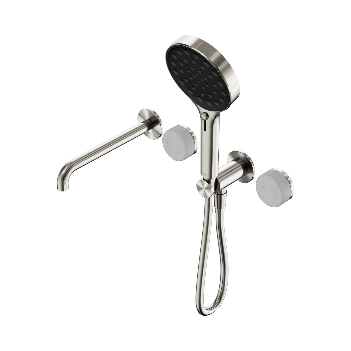 Nero Serenity Progressive Shower System With Spout With Carrara Handle And Serenity Hand Shower - Brushed Nickel