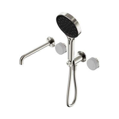 Nero Serenity Progressive Shower System With Spout With Carrara Handle And Serenity Hand Shower - Brushed Nickel