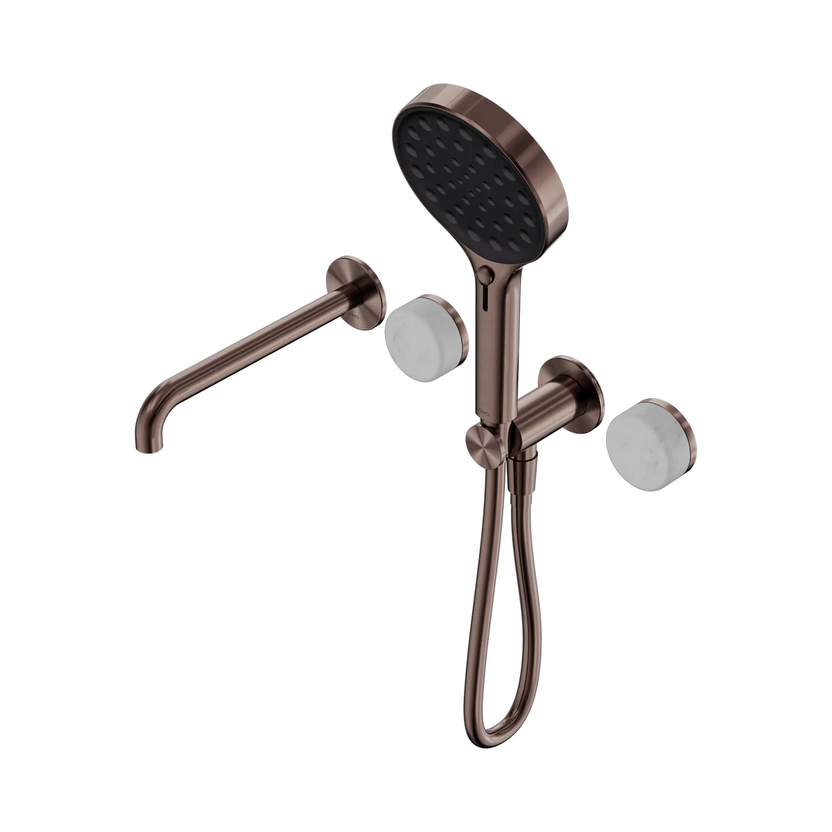Nero Serenity Progressive Shower System With Spout With Carrara Handle And Serenity Hand Shower - Brushed Bronze