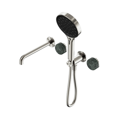 Nero Serenity Progressive Shower System With Spout With Verde Alpi Handle And Serenity Hand Shower - Brushed Nickel