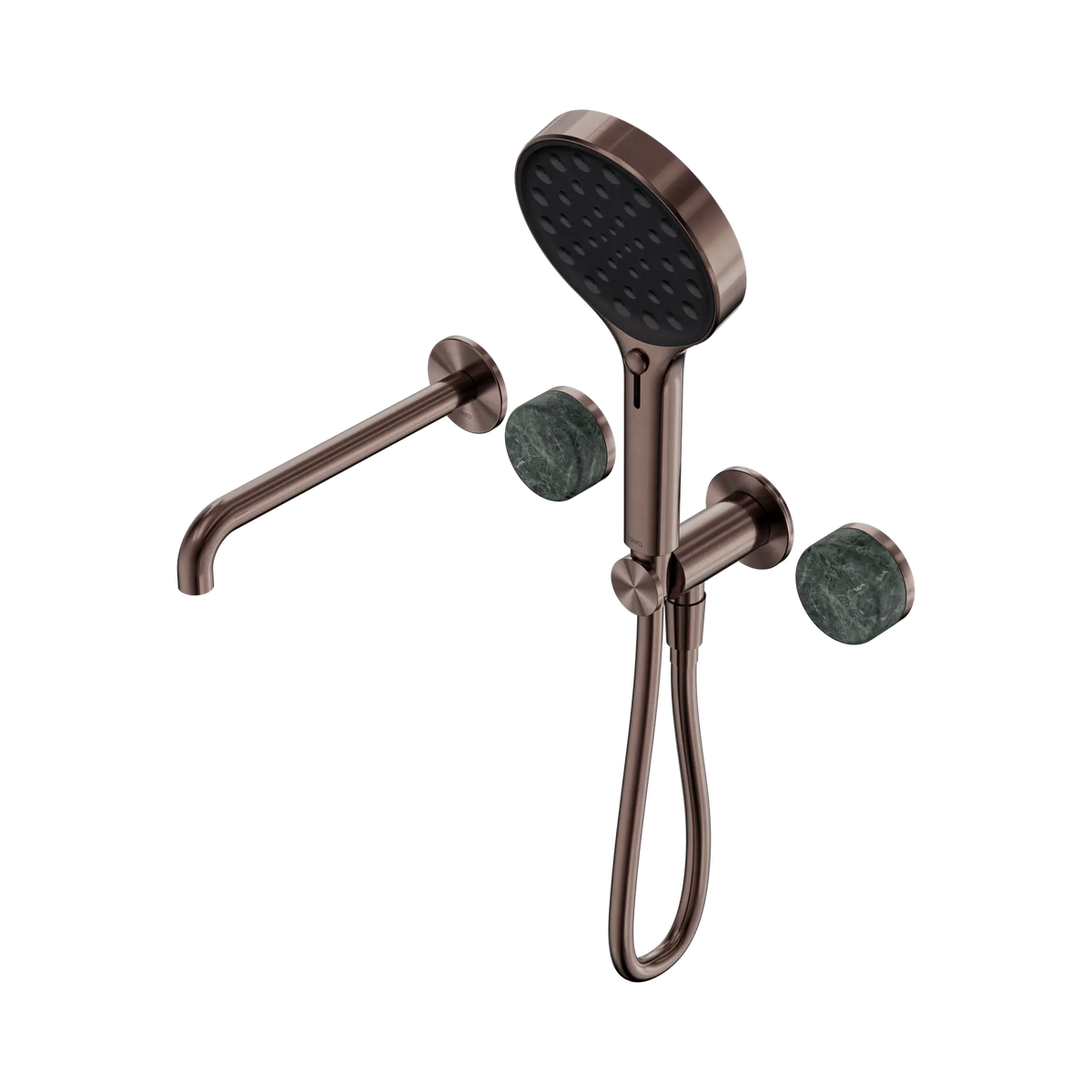 Nero Serenity Progressive Shower System With Spout With Verde Alpi Handle And Serenity Hand Shower - Brushed Bronze