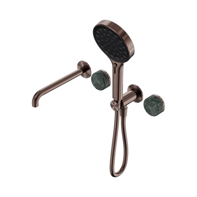 Nero Serenity Progressive Shower System With Spout With Verde Alpi Handle And Serenity Hand Shower - Brushed Bronze