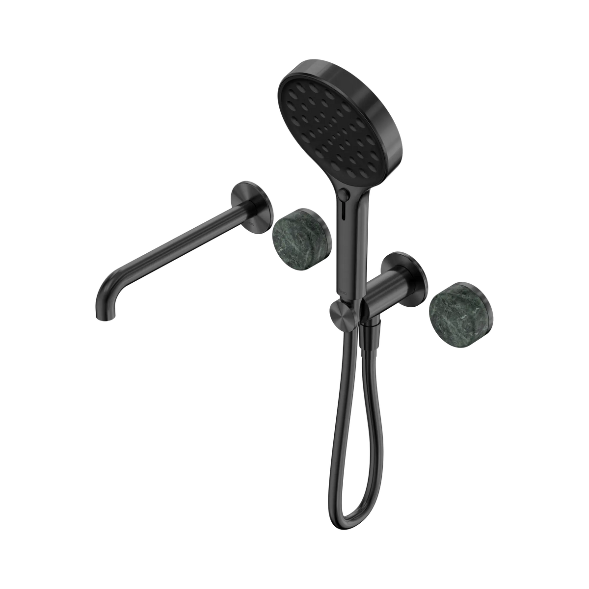 Nero Serenity Progressive Shower System With Spout With Verde Alpi Handle And Serenity Hand Shower - Gun Metal