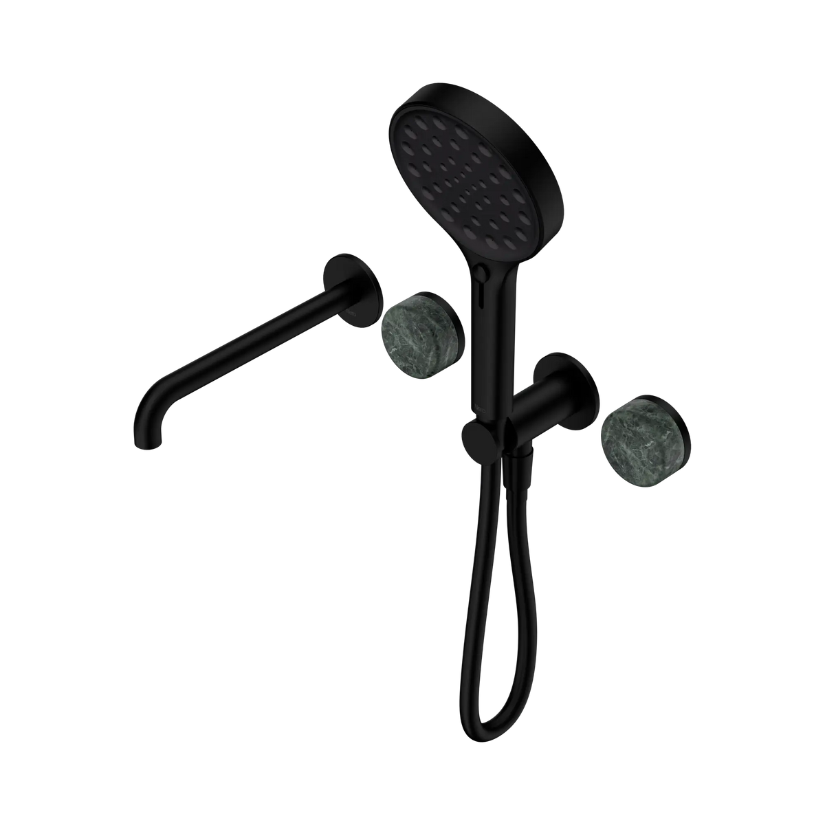 Nero Serenity Progressive Shower System With Spout With Verde Alpi Handle And Serenity Hand Shower - Matte Black