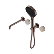 Nero Serenity Progressive Shower System With Spout With Rome Travertine Handle And Serenity Hand Shower - Brushed Bronze