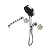 Nero Serenity Progressive Shower System With Spout With Rome Travertine Handle And Serenity Hand Shower - Chrome