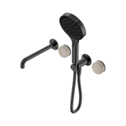 Nero Serenity Progressive Shower System With Spout With Rome Travertine Handle And Serenity Hand Shower - Gun Metal