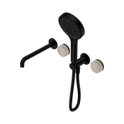 Nero Serenity Progressive Shower System With Spout With Rome Travertine Handle And Serenity Hand Shower - Matte Black