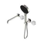 Nero Serenity Progressive Shower System With Spout With Arabescato Corchia Handle And Serenity Hand Shower - Brushed Nickel