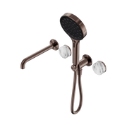 Nero Serenity Progressive Shower System With Spout With Arabescato Corchia Handle And Serenity Hand Shower - Brushed Bronze