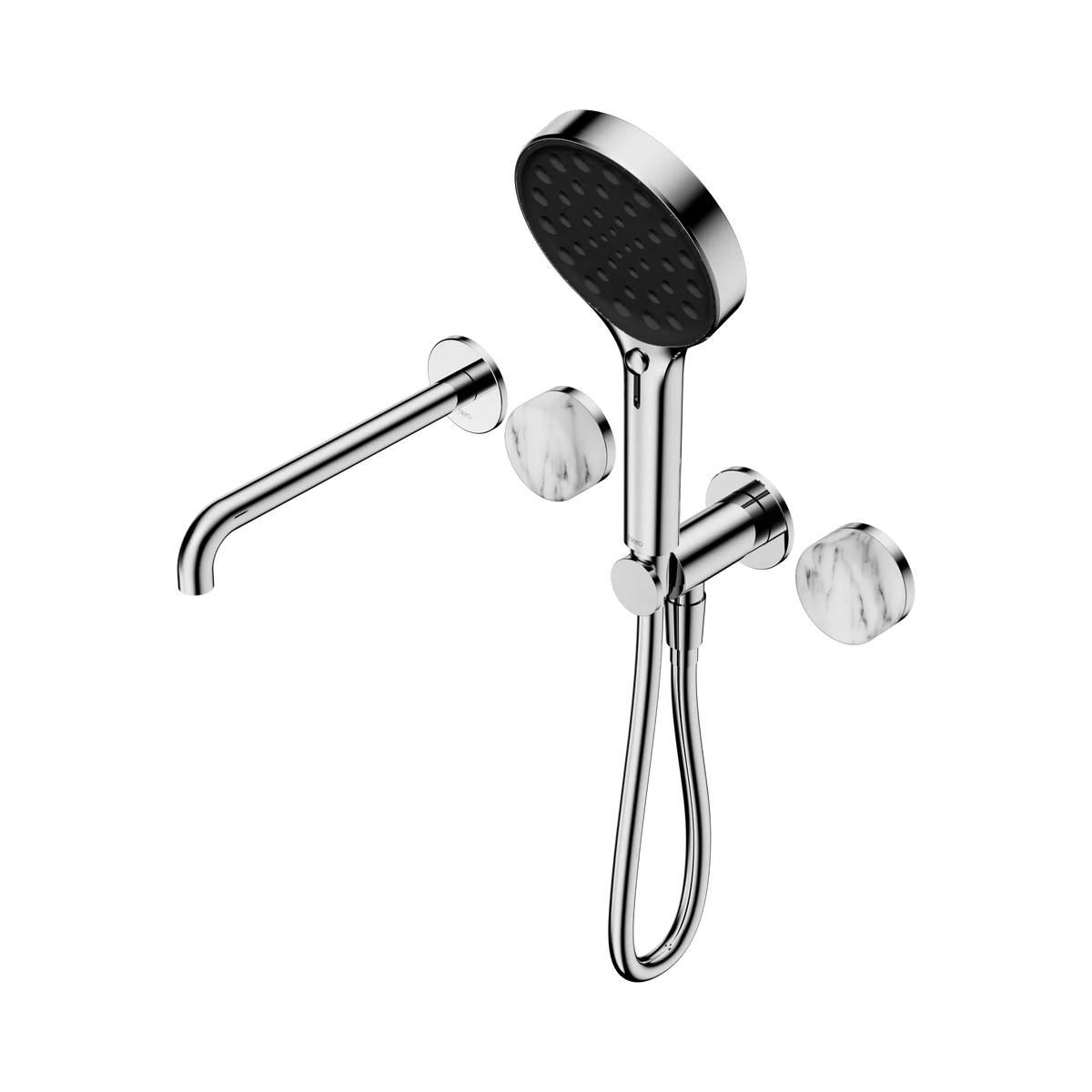 Nero Serenity Progressive Shower System With Spout With Arabescato Corchia Handle And Serenity Hand Shower - Chrome