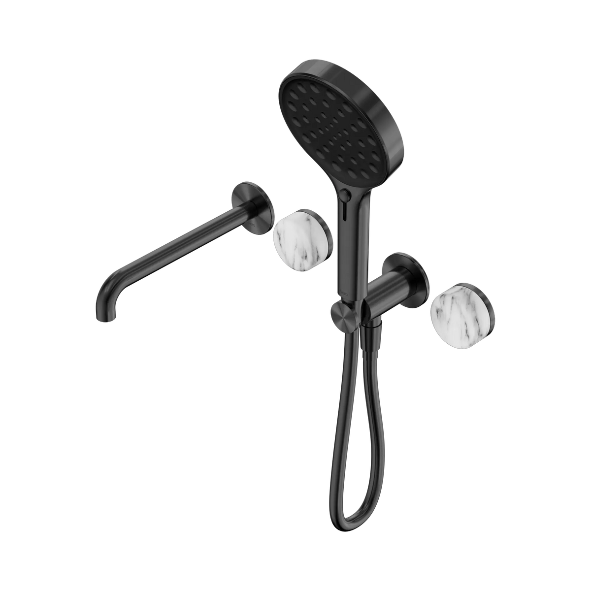 Nero Serenity Progressive Shower System With Spout With Arabescato Corchia Handle And Serenity Hand Shower - Gun Metal