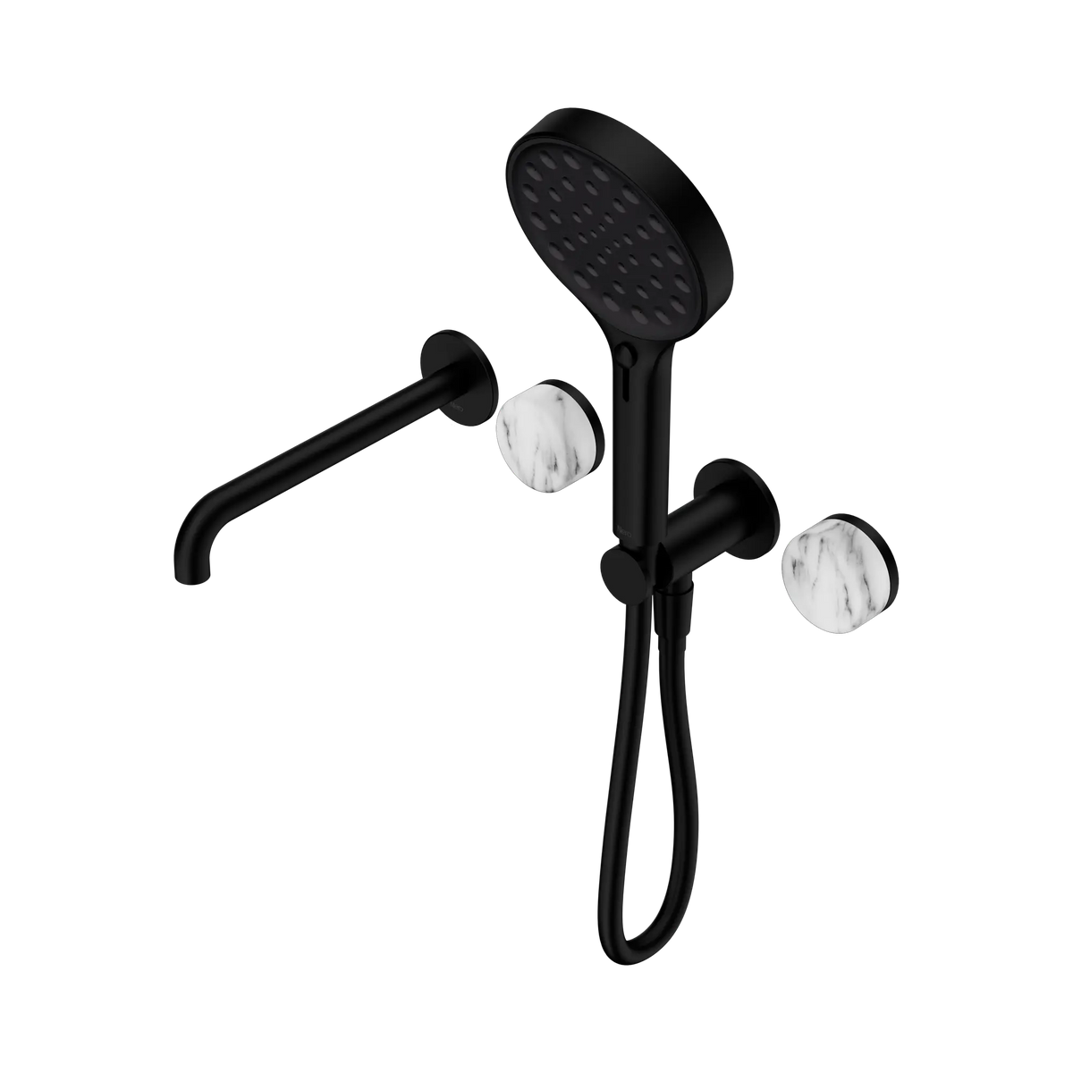 Nero Serenity Progressive Shower System With Spout With Arabescato Corchia Handle And Serenity Hand Shower - Matte Black