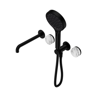 Nero Serenity Progressive Shower System With Spout With Arabescato Corchia Handle And Serenity Hand Shower - Matte Black