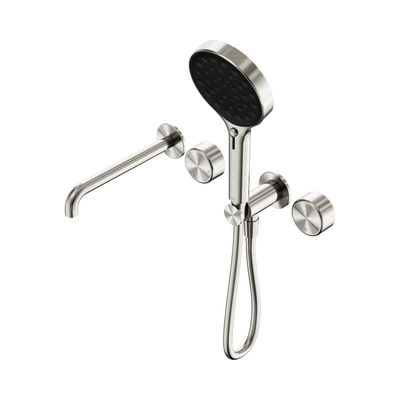 Nero Serenity Progressive Shower System With Spout With Metal Handle And Serenity Hand Shower - Brushed Nickel